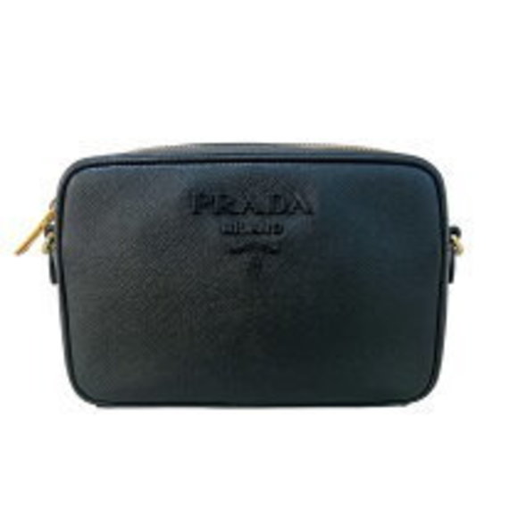 PRADA Saffiano Mini Camera Bag Black Leather Shoulder - Picture 2 of 5